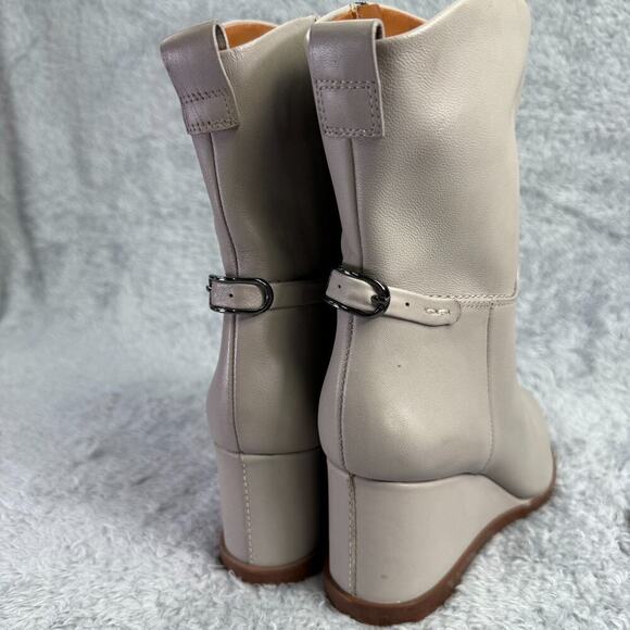 Franco Sarto Etta Pointed Toe Wedge Boot Tan Leather Ankle Booties Womens 6.5 - Picture 5 of 14